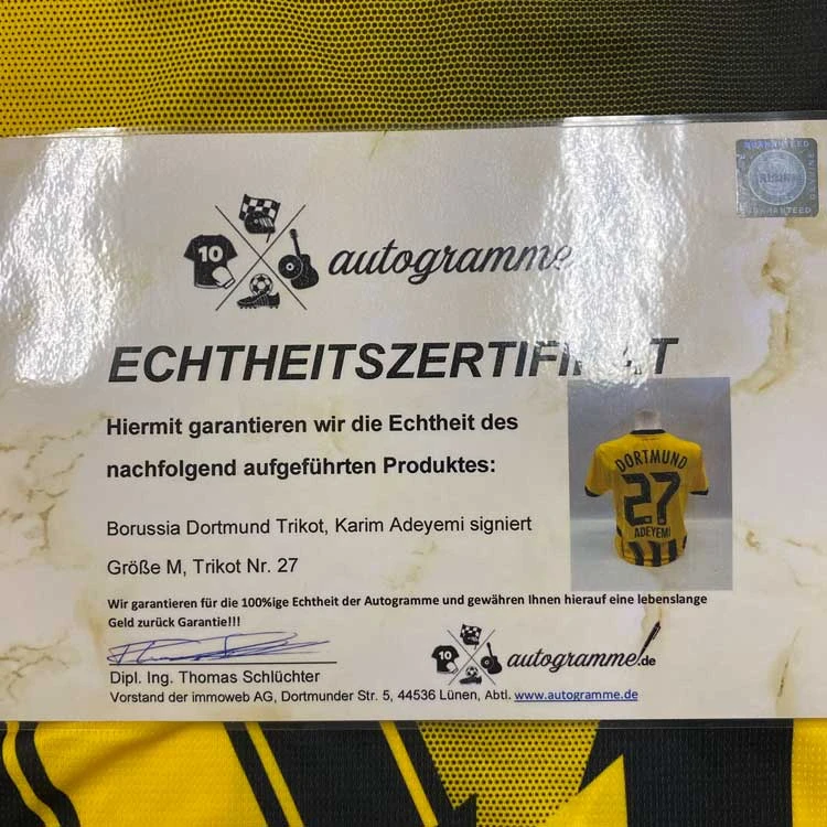 Dortmund Cuptrikot 2024-2025 #27 Adeyemi (Unterzeichnet)