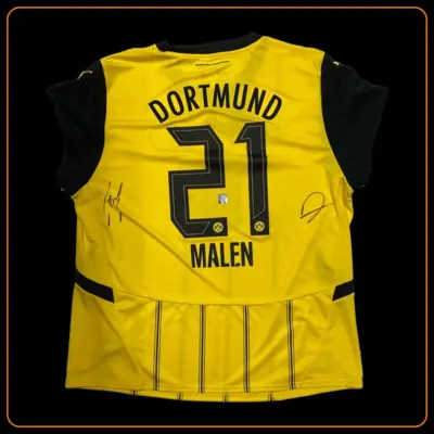 Dortmund Heimtrikot 2024-2025 #21 Malen (Signiert von Malen & Sahin)